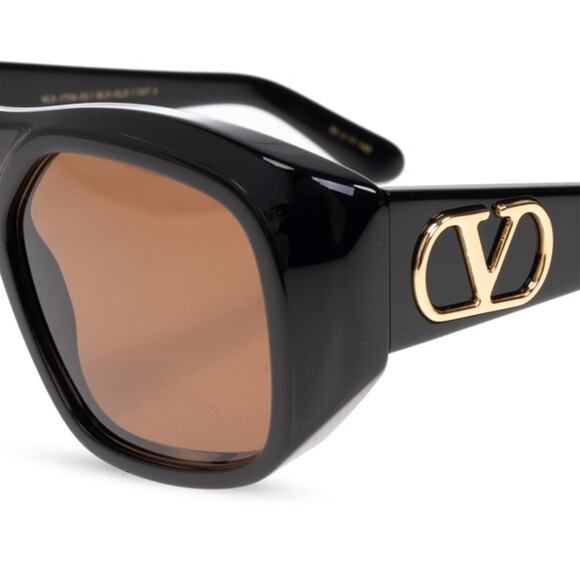 New! Valentino VLS 179A, Black Sunglasses with Gold Accent, Authentic main image 7